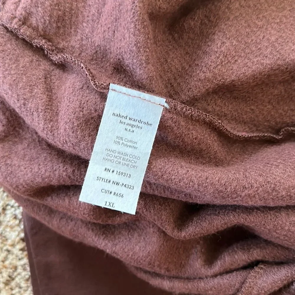 Naked Wardrobe Soft Sweatpants Elastic Waist in Chocolate Brown Size 1X - Picture 5 of 7